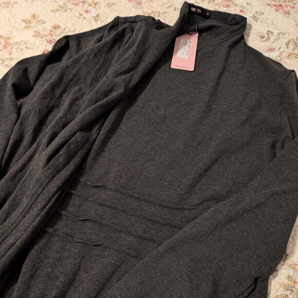 Micas Mock Neck Wrap Ruched Long Sleeve Slit Maxi Dress | XL - Picture 4 of 5